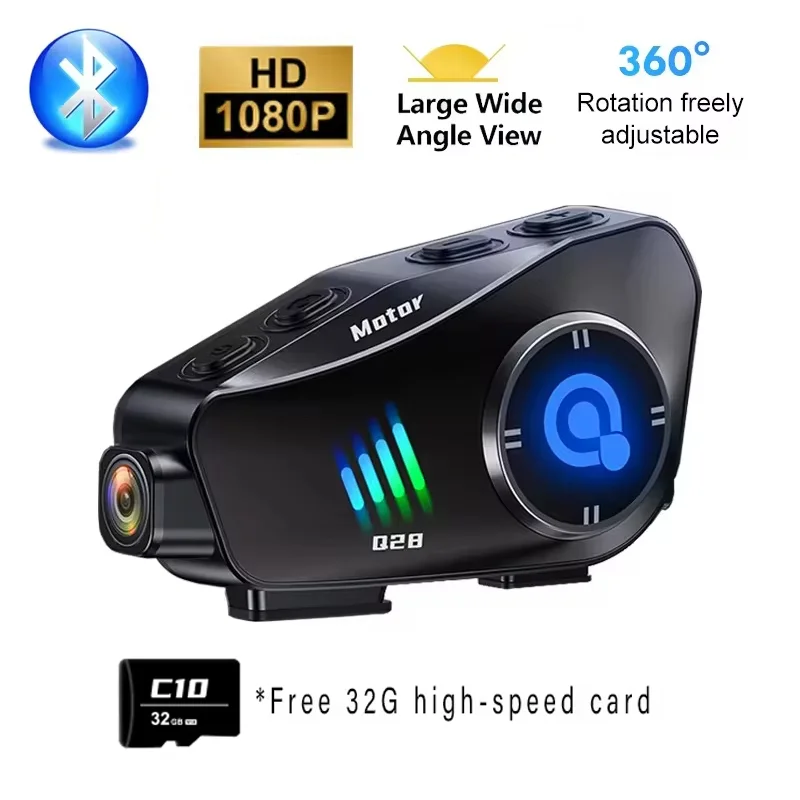 Motorradhelm Drahtloses Headset mit Kamera Bluetooth-Headset Drahtlose Kamera Superweitwinkelobjektiv WiFi-Videorecorder Image