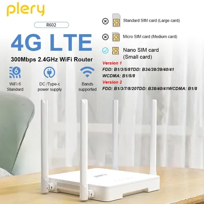 PLERY WiFi6 300Mbps 4G LTE CAT4 Outdoor Router Fügen Sie einen Sim 2,4Ghz Wifi Signal Router Wireless Extender Verstärker Plug and Play ein