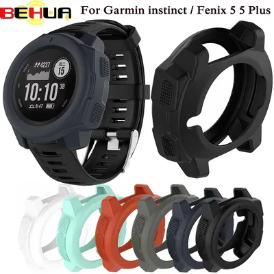 BEHUA Light-weight Protector Case For Garmin Instinct Smartwatch Silicone Skin Protective Case Cover Sports Ultra-Slim Frame