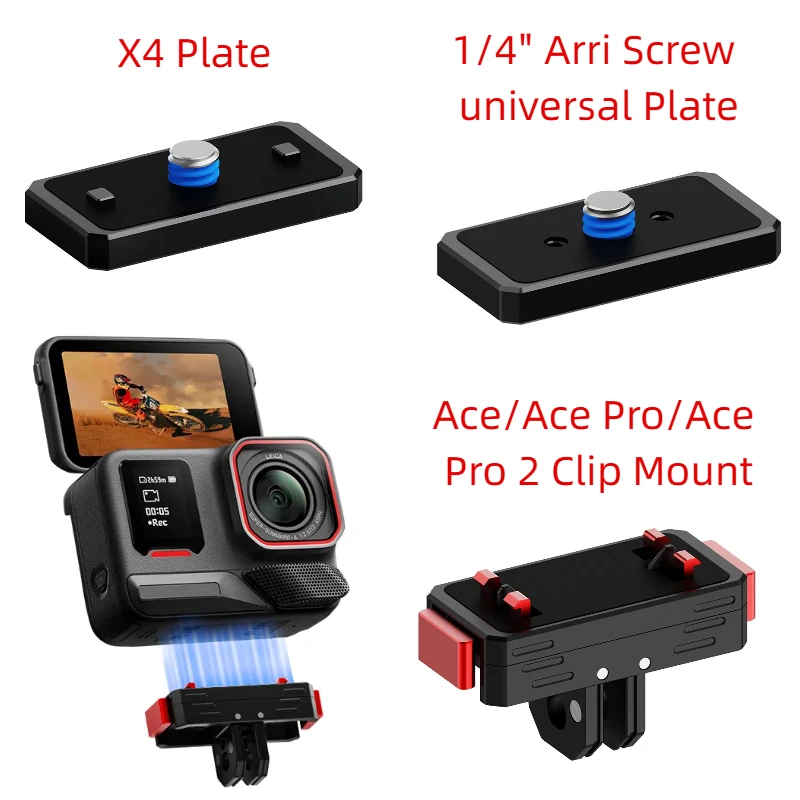 Magnetische Schnellverschluss-Basishalterung, Stativadapter, 1/4 Schraubanschluss für Insta360 Ace Pro2/X3/X4 Action-Kamera-Zubehör Image
