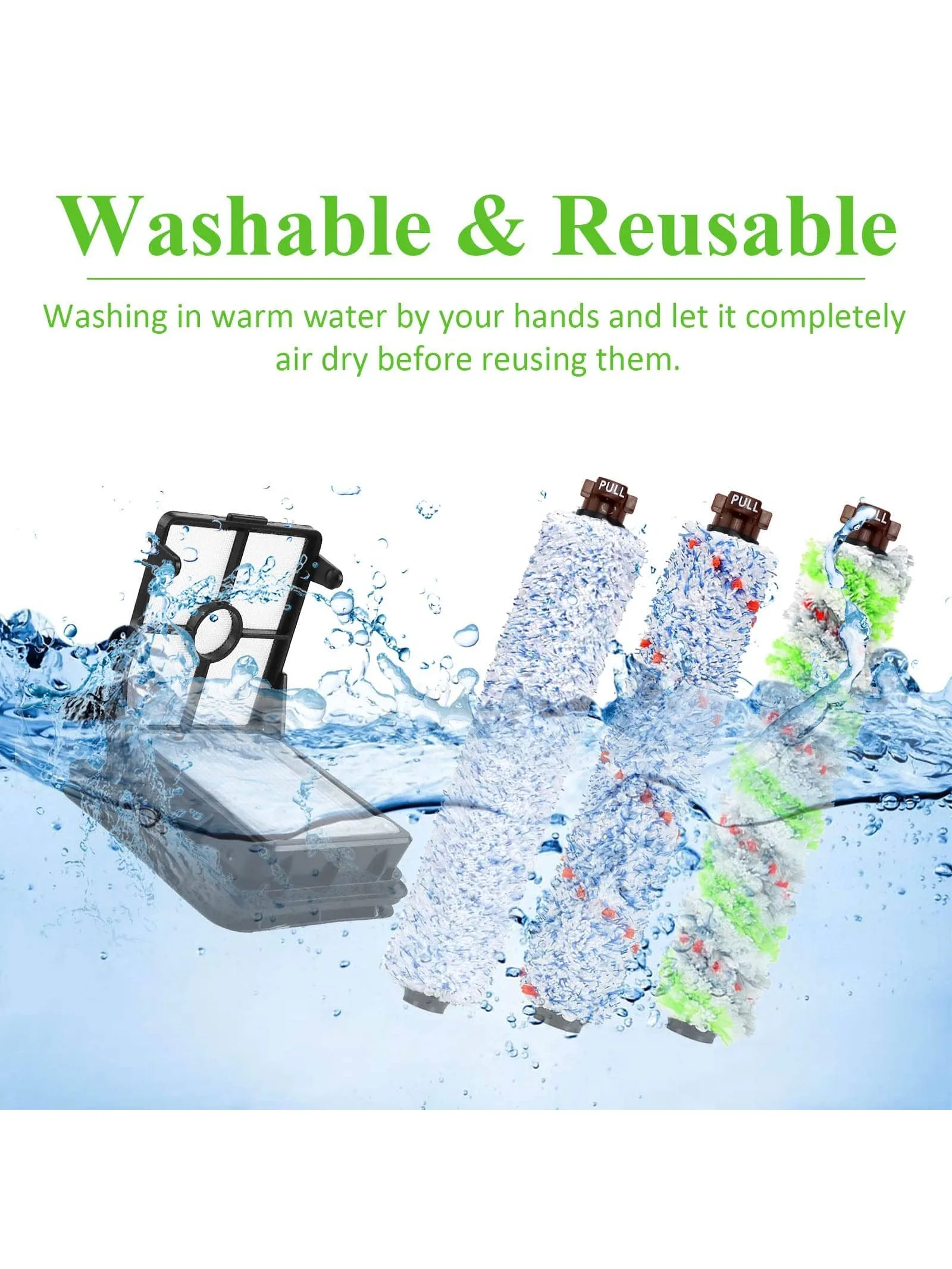 Kompatible Ersatzteile für Bissell Crosswave, rollende Reinigungsbürste, Rolle und Filter für Bodenreinigungsmaschine Image