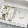 3 Teile/satz Mode Arabisch Zifferblatt Frauen Uhren Elastische Band Damen Quarz Armbanduhren Schmuck-Set Reloj Mujer (Ohne Box)