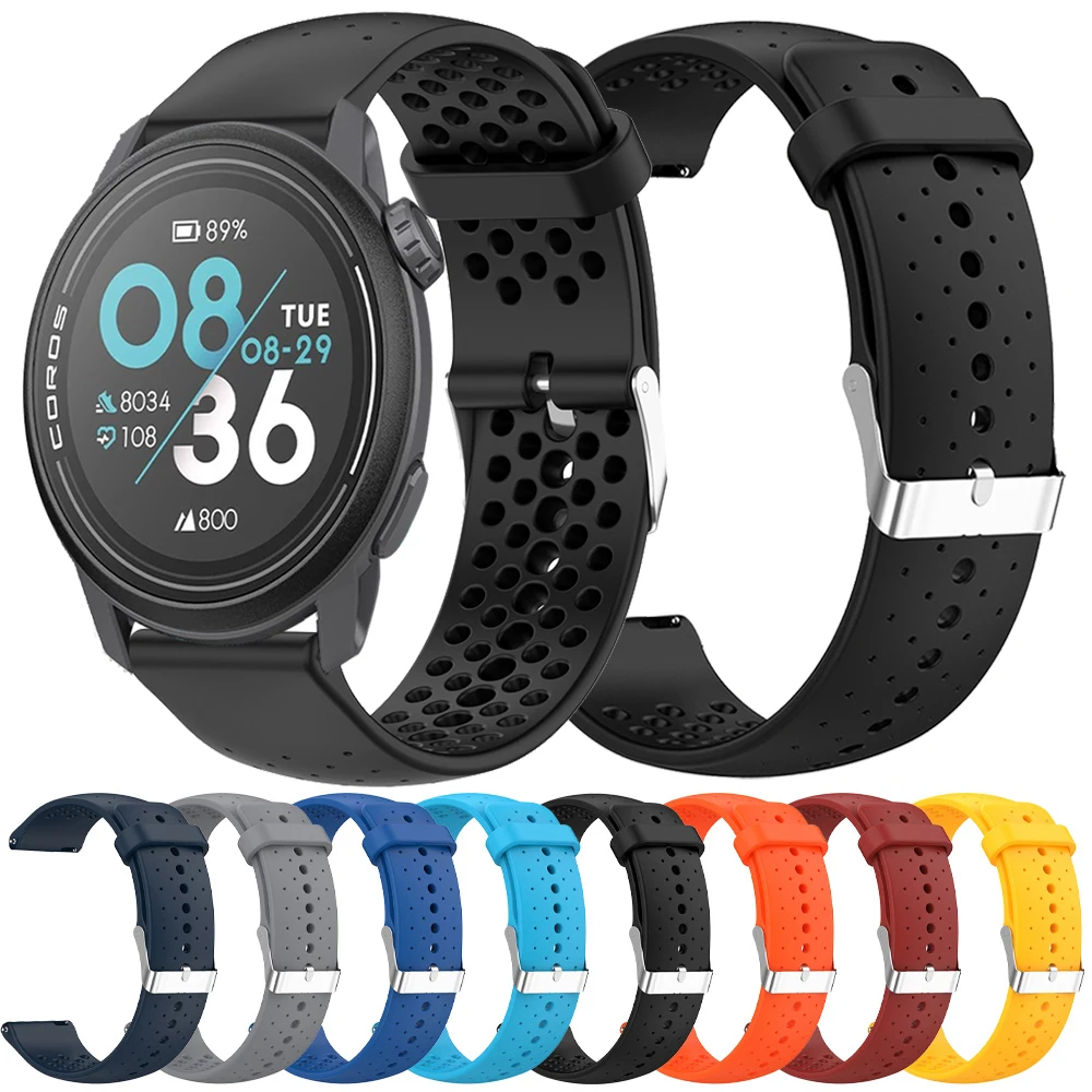 Sport Strap 20mm 22mm Silikon Atmungsaktive Band Für COROS Pace 3 2/APEX 2 Pro 42mm 46mm Smartwatch Armband für Suunto Run correa Image