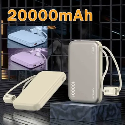 CCC 3C Power Bank Built in cables 66W Fast Charging External Battery 20000mAh Power Bank for iPhone Samsung