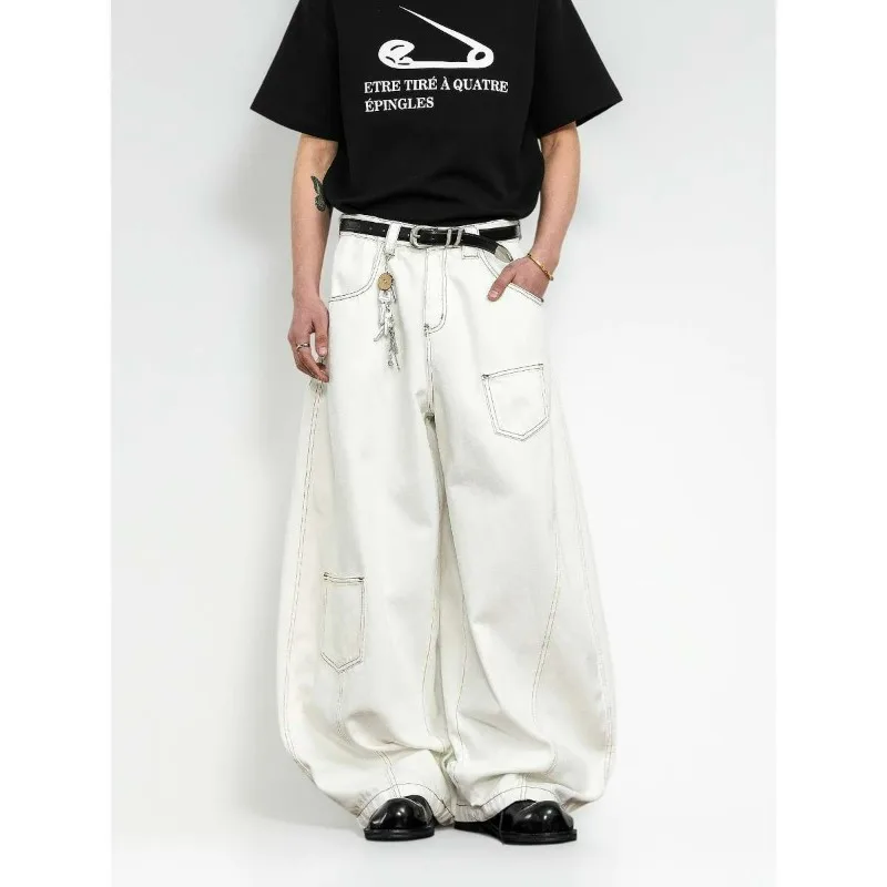 2025 neue Herbst Weiche männer Jeans Gerade Breite Bein Denim Hosen Elastische Koreanische Hip Hop Casual Hosen Y2K High-end-Mode Jeans