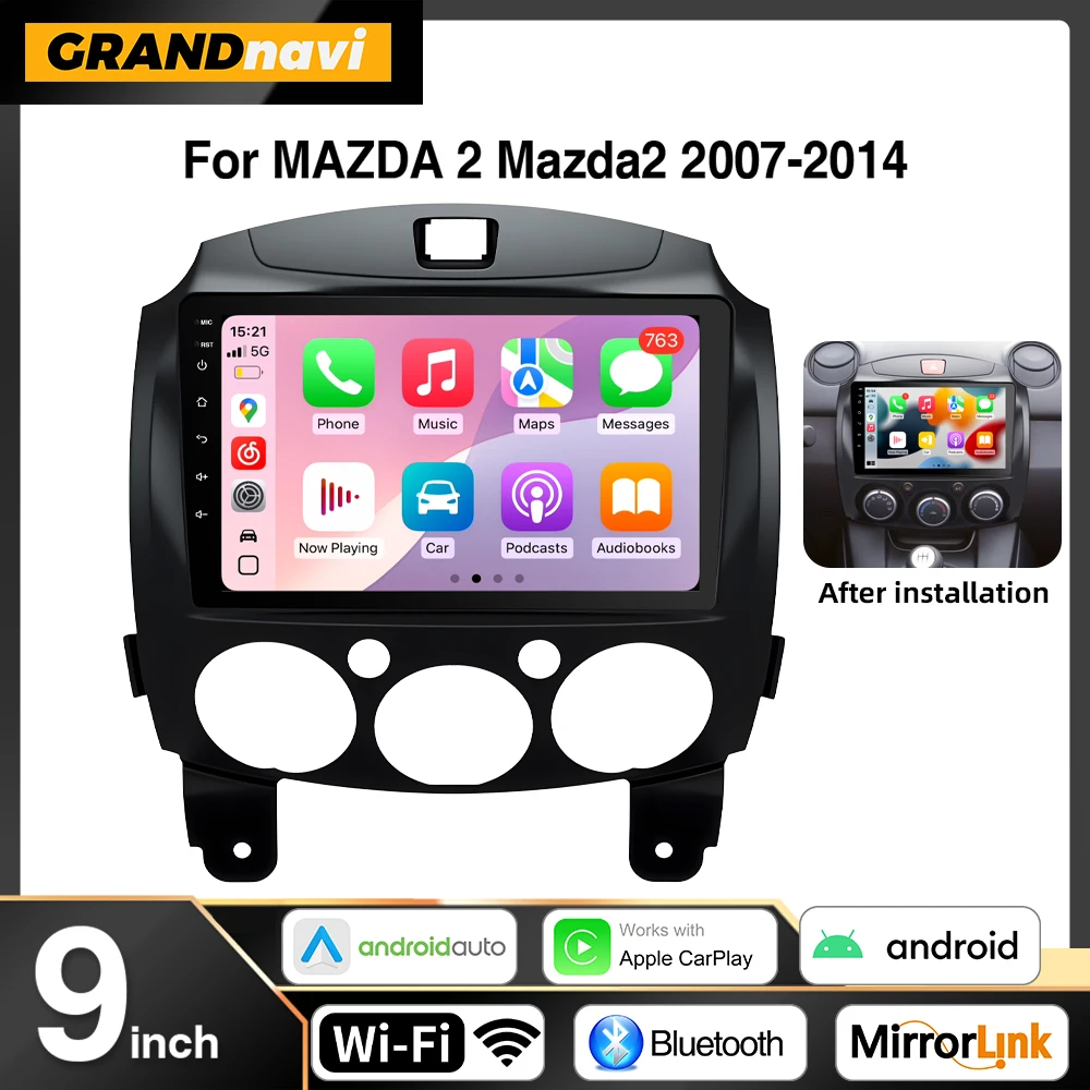 Android 13 Auto Radio Multimedia-Player Für MAZDA 2 Mazda2 2007 2008 2009 2010 2011 2012 2013 2014 GPS Navi 2 Din Auto Radio Image