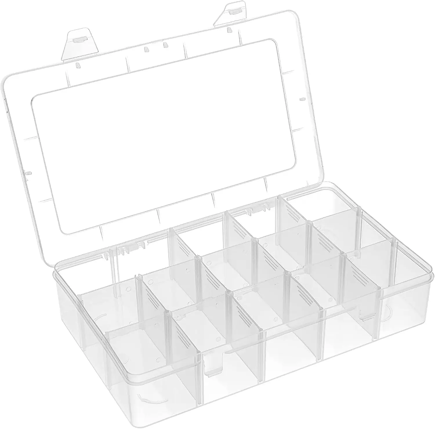 15/18/28 Gitter, durchsichtige Kunststoff-Organizer-Box, Perlen-Aufbewahrungsbehälter mit verstellbaren Trennwänden für die Aufbewahrung von Kunsthandwerk, Schmuckteilen Image