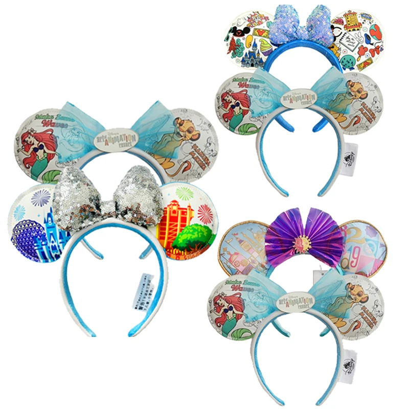 Disney Hakuna Matata Minnie Mouse Ohr-Stirnband Erwachsene/Kind Disneyland Kunst der Animation Pesort PU-Leder Schleife Ohr Weihnachtsgeschenk Image