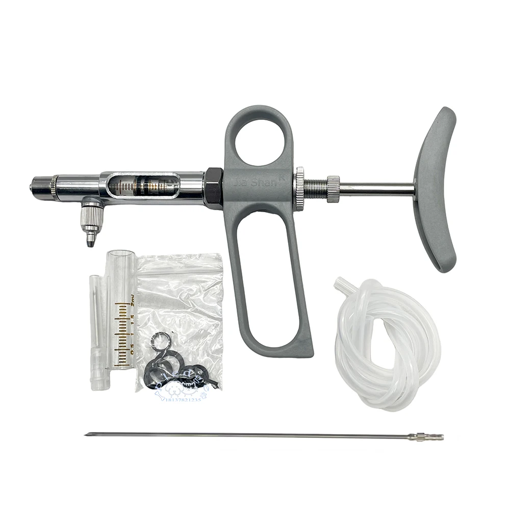 Farming Einstellbare Veterinärspritze 2 ml/5 ml/10 ml Kontinuierlicher Metall-Viehungsinjektor zur Erkrankungenprävention Image