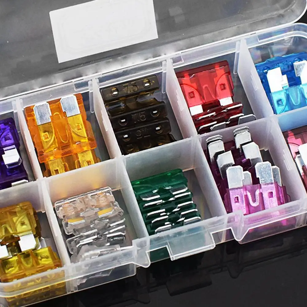 100/50 Stücke Profil Mittelgroße Klinge Typ Auto Sicherung Sortiment 2,5 3 5 7,5 10 15 20 25 30 35A Sicherung Set Auto Auto Lkw Image