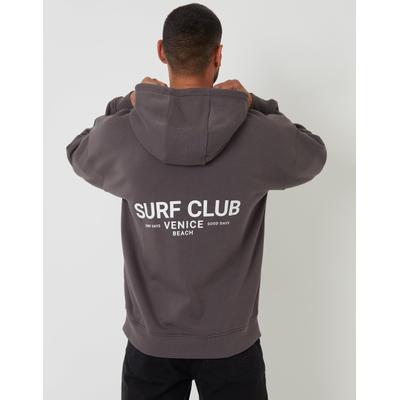 Slate Grey Graphic Print Relaxed Fit Pullover Hoodie