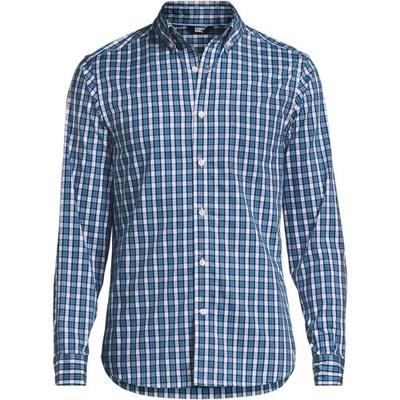 Buttondown Ultimate Shirt, Traditional Fit, Men, size: 42-44, regular, Green, Spandex/Cotton-blend/Poly-blend, by Lands' End