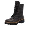 Schnürboots RIEKER, Damen, Gr. 37, grau (grau, leo), Lederimitat, animal-print, modisch, Schuhe, Schnürstiefelette, Profilsohle, mit kontrastfarbenem Sohlenrand