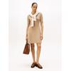 Strickkleid TOMMY HILFIGER "SOFT WOOL HALF SL F&F POLO DRESS", Damen, Gr. XL (42), N-Gr, safari canvas heather, Feinstrick, Obermaterial: 100% Wolle, meliert, casual, kurz, Kurzarm, Kleider, aus reiner Wolle