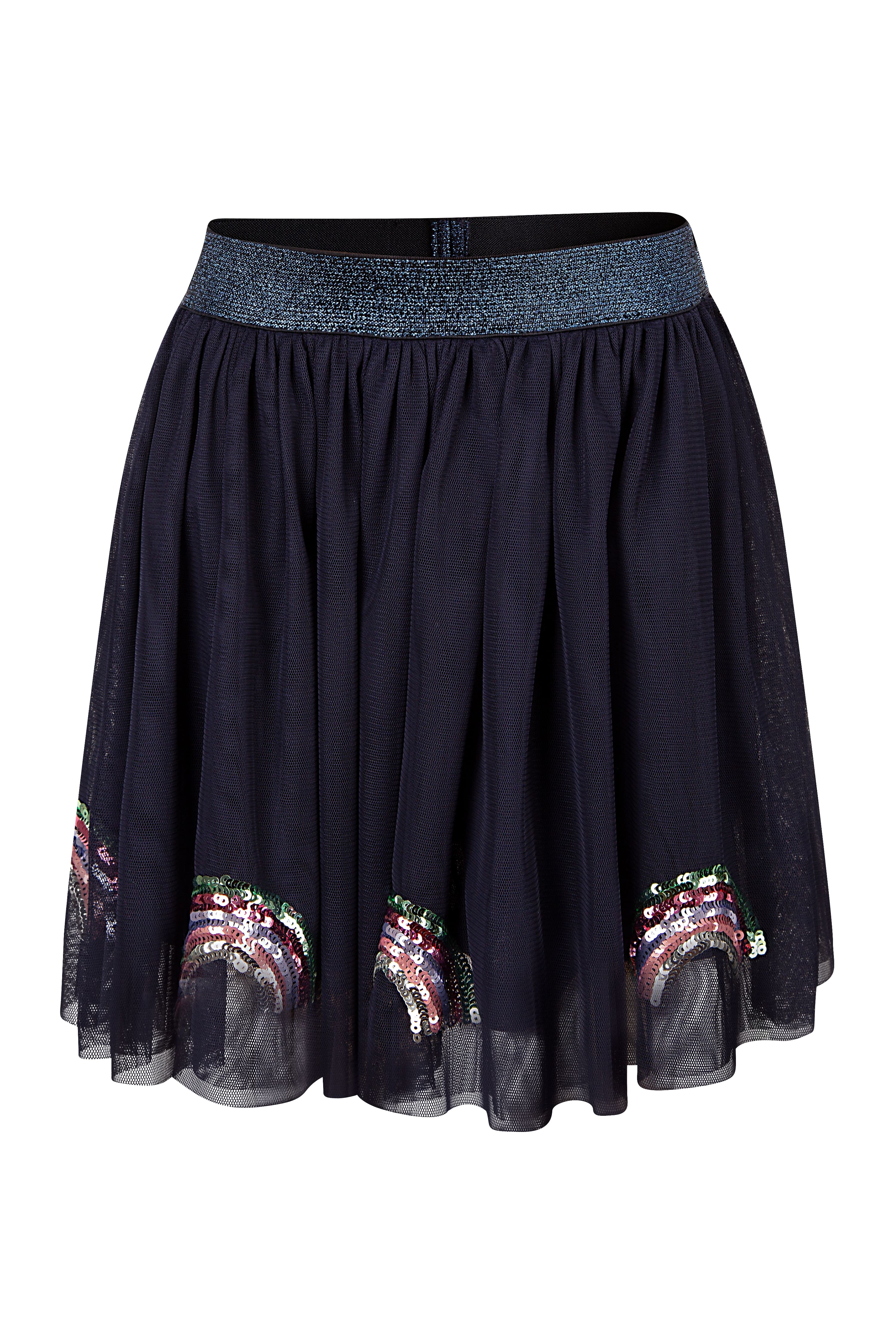 Midirock HAPPY GIRLS, Mädchen, Gr. 128, blau (navy), Obermaterial: 100% Polyester. Futter: 100% Polyester, gemustert, Casual, regular fit, Röcke Image
