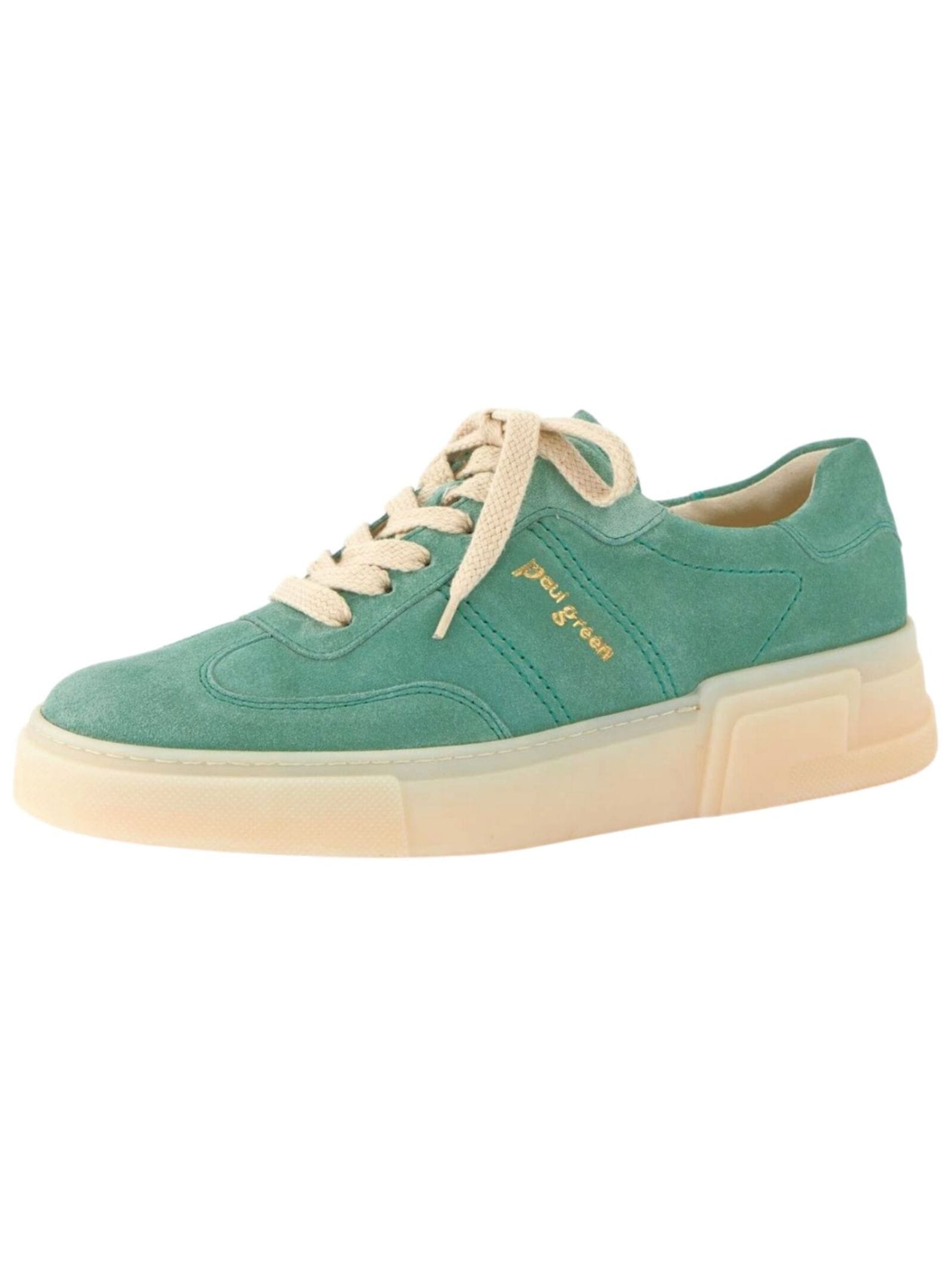 Sneaker PAUL GREEN "Paul Green Sneaker Veloursleder", Damen, Gr. 37,5, grün (hellgrün), Veloursleder, Casual, Schuhe