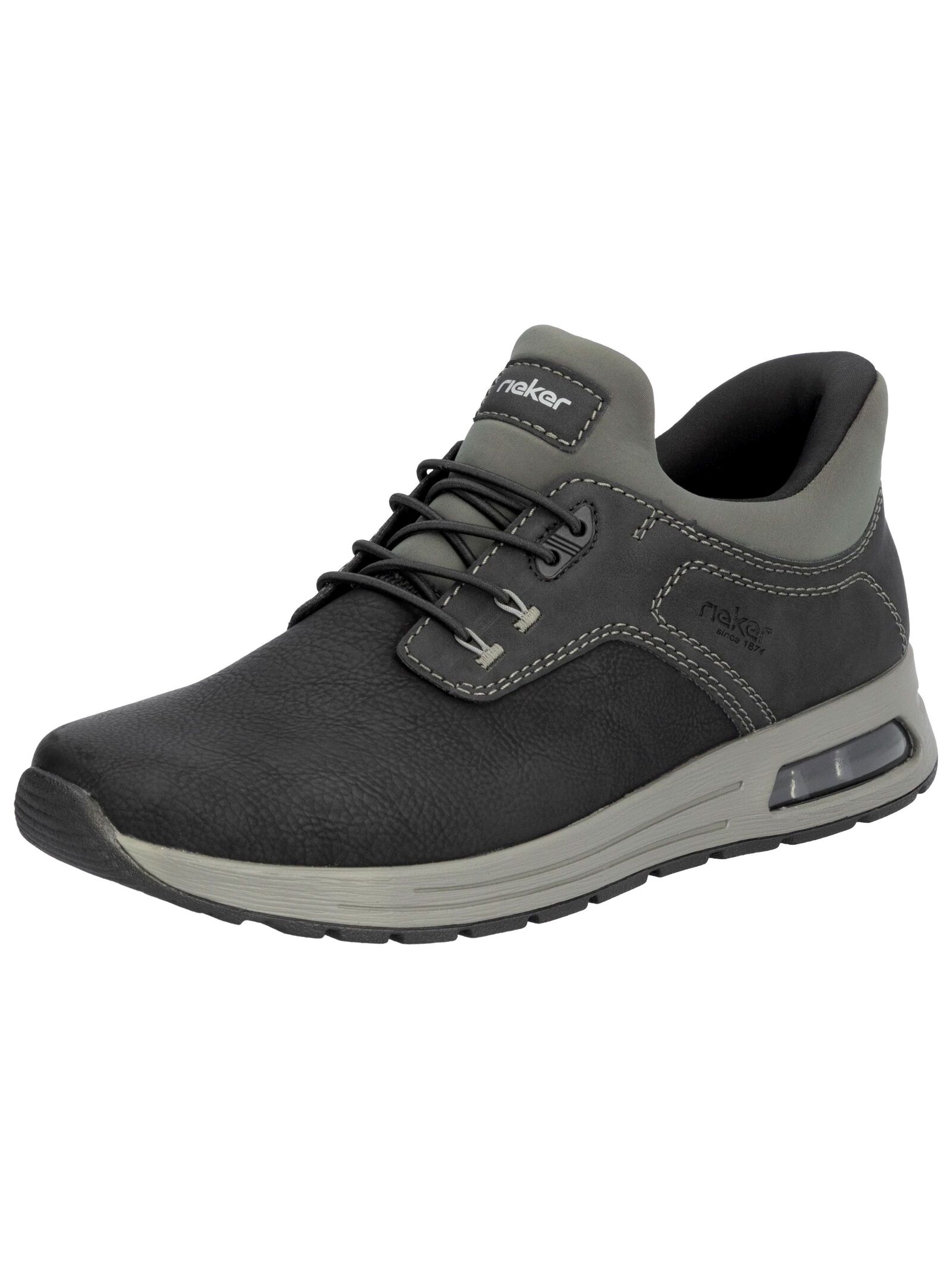 Sneaker RIEKER "Rieker Sneaker Lederimitat", Herren, Gr. 44, schwarz (schwarz, grau), Lederimitat, Casual, Schuhe