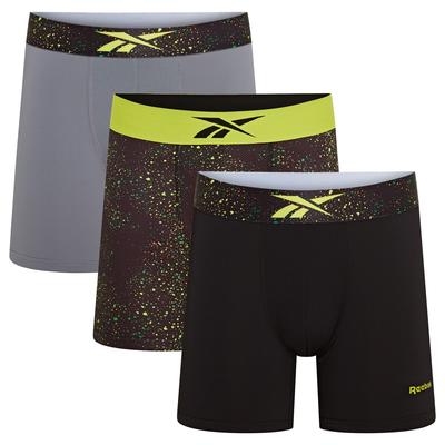 Trunk REEBOK "BENJI", Herren, Gr. L (6), schwarz, acid gelb print, grau, Obermaterial: 92% Polyester, 8% Elasthan, bedruckt, Unterhosen Image