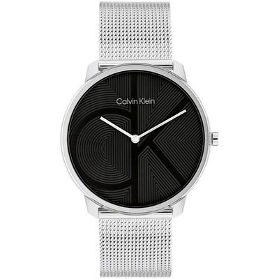 Quarzuhr CALVIN KLEIN "CK ICONIC 40 mm", silber (silberfarben), Armbanduhren, Damen, Armbanduhr, Damenuhr, Herrenuhr, Edelstahlarmband, analog Image
