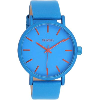 Quarzuhr OOZOO, blau (blau, orange), Armbanduhren, Damen, Armbanduhr, Damenuhr, Herrenuhr, Lederarmband Image
