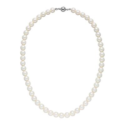 Kette ohne Anhänger JOBO "Perlenkette", weiß, Halsketten, Damen, Messing, L: 45cm, weiß 8 mm 45 cm Image