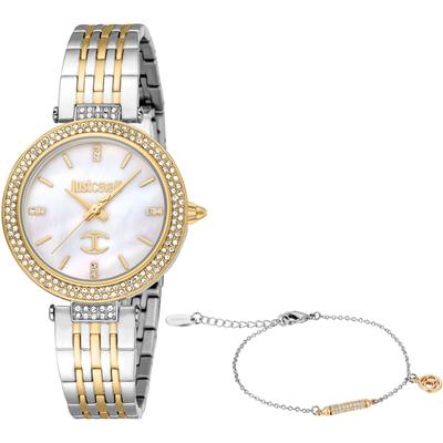 Quarzuhr JUST CAVALLI TIME "Savoca", gold (silberfarben, goldfarben), Armbanduhren, Damen, Armbanduhr, Damenuhr, Kristallsteine, Edelstahlarmband, Gerschenkidee Image