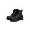 Schnürboots TOMMY JEANS "TJW LACE UP LEATHER BOOT", Damen, Gr. 42, schwarz, Glattleder, klassisch, Schuhe, Blockabsatz, Schnürstiefelette mit Logoflag an der Seite