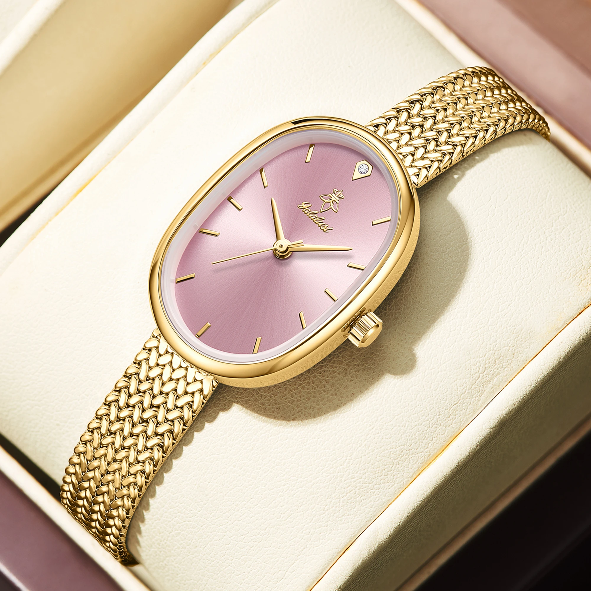 YaLaLuSi marque mode femmes montre à Quartz mince métal tissé bracelet femmes montres Niche tendance montres coffret cadeau