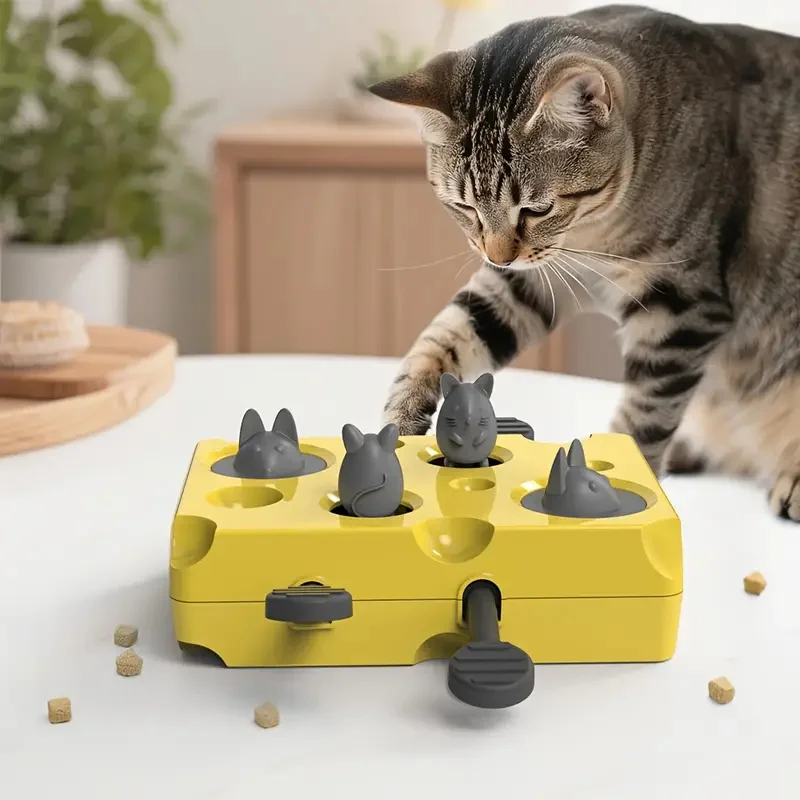 Jouet distributeur de nourriture pour chat - Distributeur lent et jeu de recherche de nourriture en plastique durable avec activité d'enrichissement et de stimulation mentale pour chien d'intérieur
