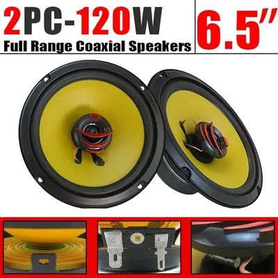 2PCS 6.5 Inch 120W Coaxial Audio Car Speakers Universal Car Speaker Set HiFi Car Audio Component Speaker System Stereo Speakers