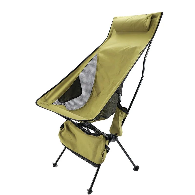 Tragbarer, zusammenklappbarer Campingstuhl, Hocker mit Kopfstütze, leichte Touristenstühle, Angeln, Strandhocker aus Aluminiumlegierung im Freien