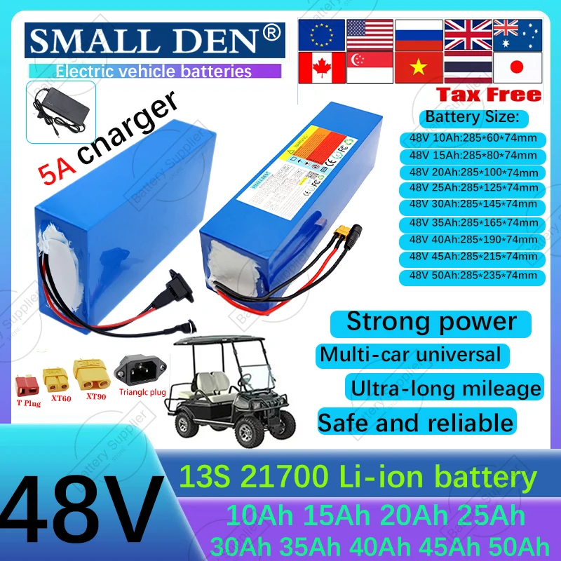 48V 10Ah 15Ah 20Ah 25Ah 30Ah 35Ah 40Ah 45Ah 50Ah 21700 Lithium-Akku 0-2500W hohe Leistung mit BMS und 5A Ladegerät Image