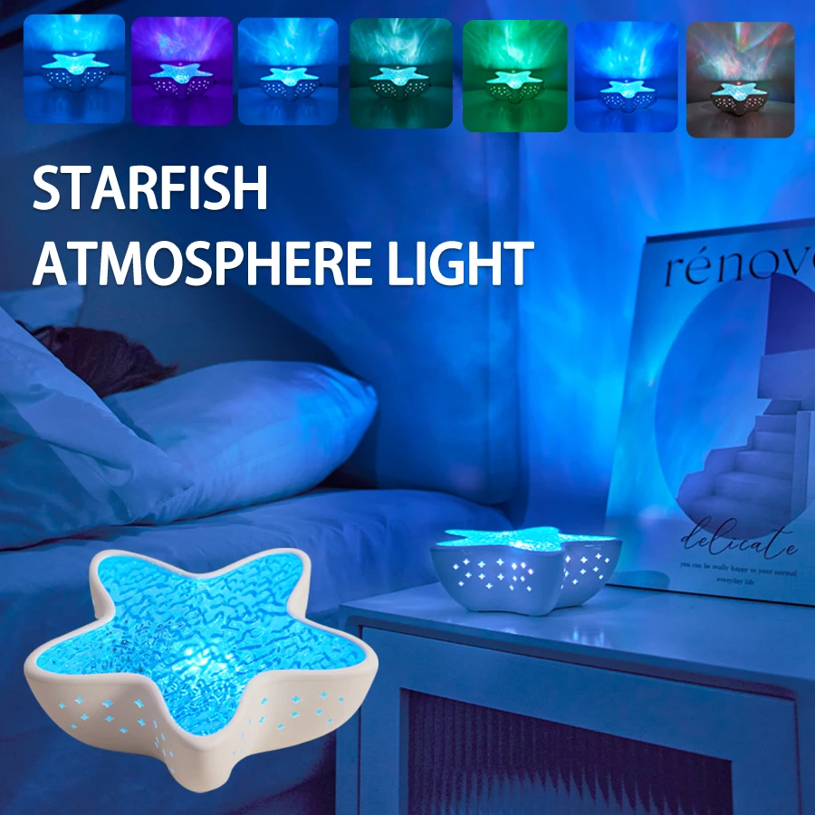 Seestern Aurora Sternenhimmel Projektorlampe Ozeanwelle Nachttisch Schlafzimmer Lampen Home Office Bar Restaurant Atmosphäre Nachtlicht