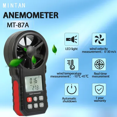 Portable WT-87A Digital Anemometer Thermometer Real-time Anemometro Wind Speed Air Velocity Temp Gauge Meter Wind Cold Indicator
