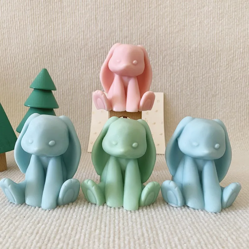 DIY Kerze Form Home Dekoration Sitzende Glück Kaninchen Silikon Form 3D Hase Duft Kerze Form Für Wachs Aromatherapie Machen Image