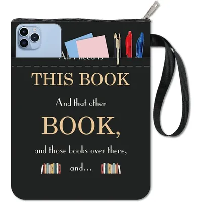 Word Book Covers Black Book Sleeve Book Protector for Paperbacks Washable Fabric Cloth Book Cover with Zipper and Extra Sleeve