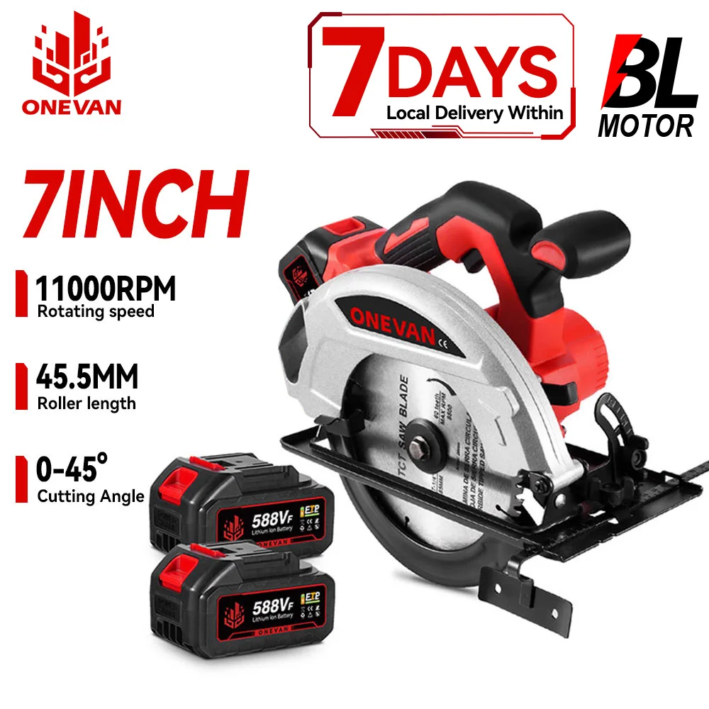 ONEVAN 4000W Bürstenlose Elektrische Kreissäge 11000RPM 8 Zoll Cordless Handheld Holz Schneiden Power Tool Für Makita 18V batterie Pin Image