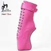 Frauen Lock Wrap Strap Stiefeletten 18CM Super High Hoof Heel Lace up Gothic Königin Sexy Schuhe Damen Ballett stiefel Plus Größe 36-46