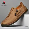 Handgemachte Leder Männer Schuhe Casual Slip On Loafers Atmungsaktive Leder Schuhe Männer Wohnungen Heißer Verkauf Mokassins Outdoor Schuhe Plus Größe