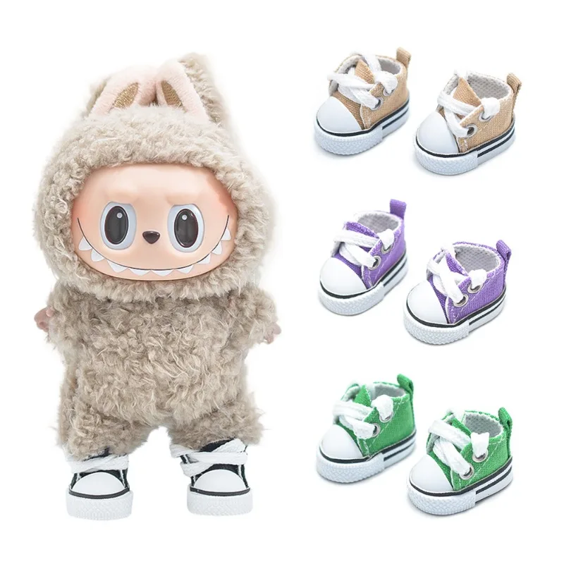 (Nur Schuhe) Für LABUBU 17 cm Baumwolle Puppen Schuhe Spielzeug Casual Sport Schuhe Puppen Zubehör für labubu outfits spielzeug spielzeug für mädchen