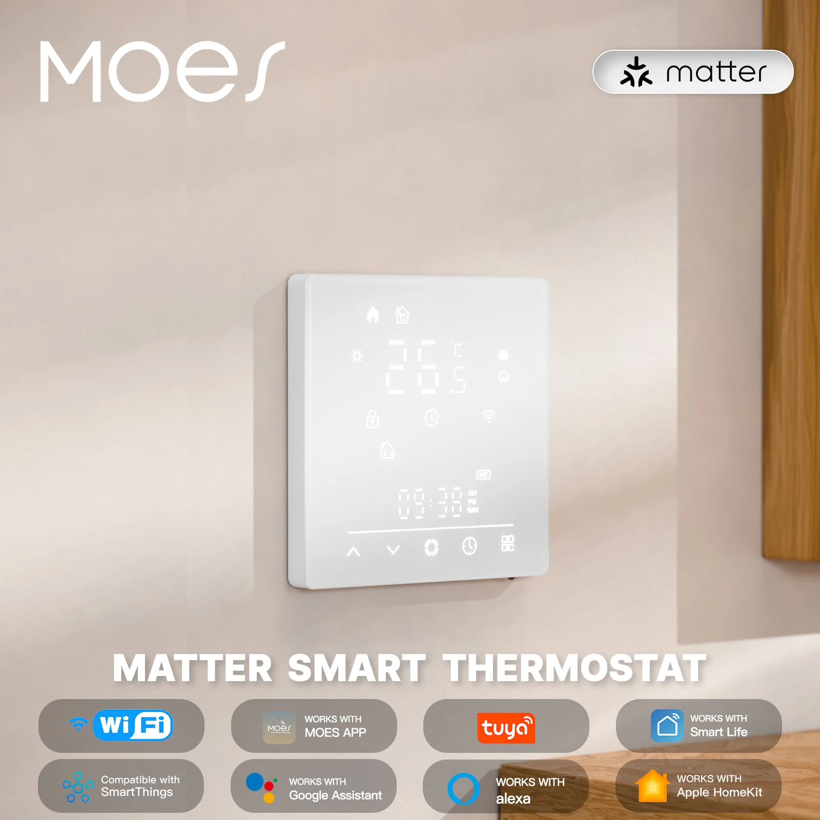 MOES Matter WiFi Smart Thermostat Temperatur Controller Tuya Wasserkocher Elektrische Heizung Mit Alexa Google Apple Smartthings Image