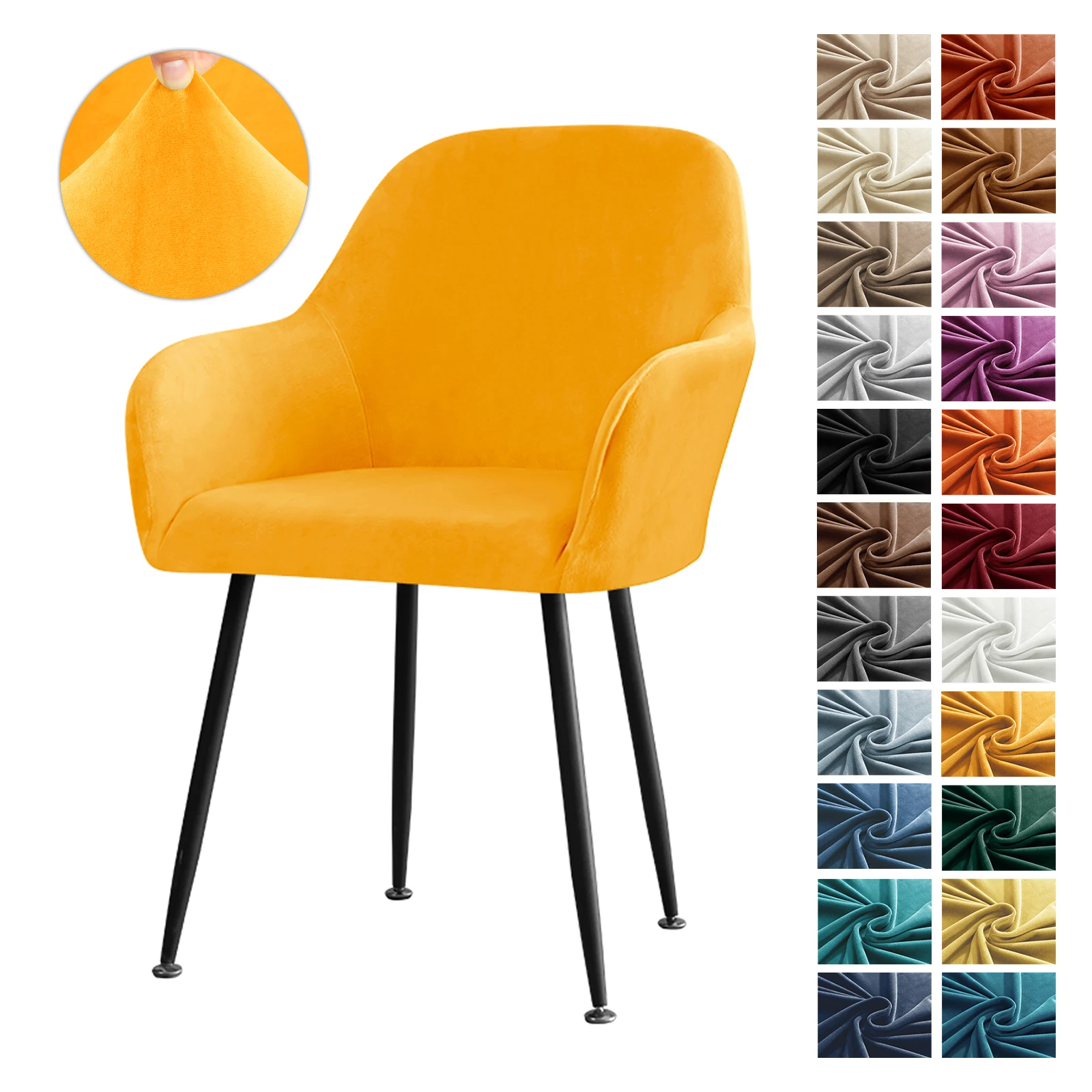 Esszimmerstuhlbezug mit hohem Armlehnen, elastische Spandex-Stühle, Schonbezug, Samt-Sitzbezüge für Wohnzimmer, Hochzeit, Bankett, Hotel, Büro Image