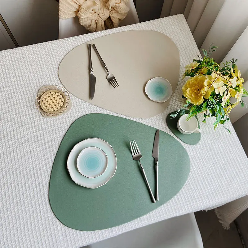 1/4/10sets Nordic Geschirr Pad Tischsets Tisch Matte PU Leder Wärmedämmung Nicht-Slip Einfache Tischsets disc Coaster Tischsets Image