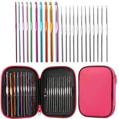 22pcs Crochet Hooks Kit Crochet Needles Set with Storage Bag Aluminum Crochet Hooks for Experienced Crochet Hook Lovers