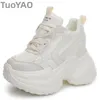 12 cm Mikrofaser Leder Chunky Sneaker Loafer Frühling Herbst Plattform Keil Vulkanisieren Vulkanisieren Hohe Kleie Frauen Schuhe