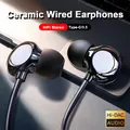 USB Tipo C Cuffie cablate in ceramica 3.5mm HIFI Stereo Sport Musica Auricolari con microfono Auricolari per Samsung iPhone 16 Xiaomi