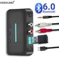Ricevitore audio Bluetooth 6.0 Adattatore audio wireless AUX RCA da 3,5 mm Supporto riproduzione U-Disk per PC/TV/Kit per auto/amplificatore altoparlante