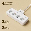 Scheda di alimentazione UE 8 in 1, scheda plug-in con cavo di prolunga multi-interruttore, 4 prese CA, 2 USB 2 Type-C, stat di ricarica da parete desktop