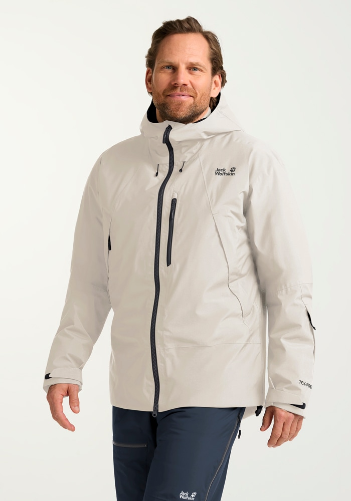 Skijacke JACK WOLFSKIN "FLOWLINE PRO 2L INS JKT M", Herren, Gr. L (52), beige (palesand), Oberstoff: 100% POLYESTER; Füllung 1: 100% POLYESTER; Futter 1: 100% POLYESTER, Jacken Skijacke
