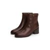 Stiefelette TOMMY HILFIGER "TH BUCKLE RIDING MID HEEL BOOTIE", Damen, Gr. 41, braun (dunkelbraun), Leder, klassisch, Schuhe, Blockabsatz, Businesschuh mit Zierschnalle am Schaftrand